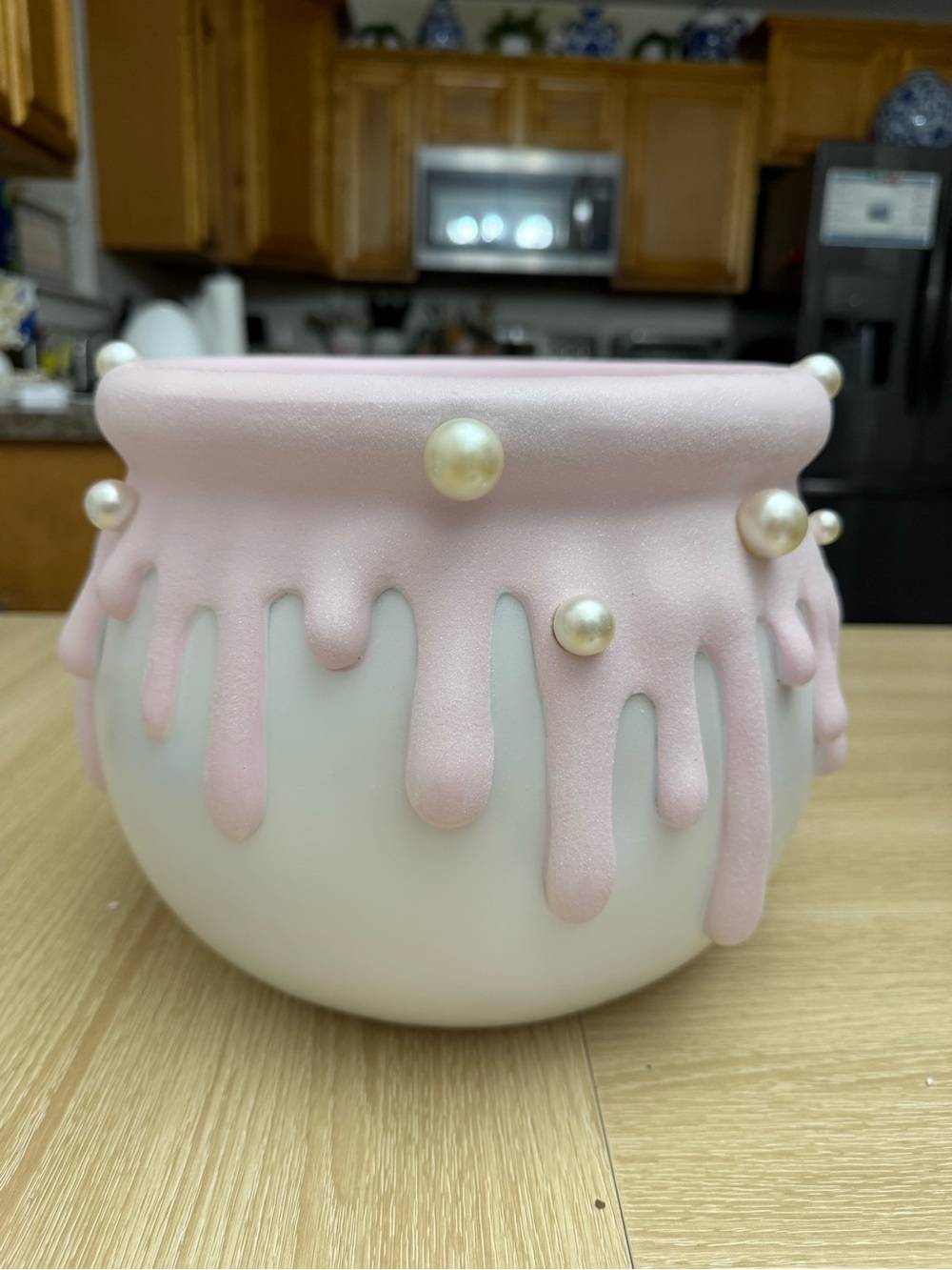 Decorative Pink Drip Pearl Accent Vase - Home Accents